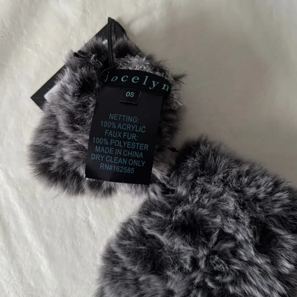 New Jocelyn Snowtop Faux Fur Knitted Mandy Mittens One Size
